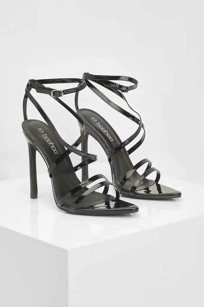 Wide Width Patent Pointed Toe Strappy Heel | Boohoo.com (US & CA)