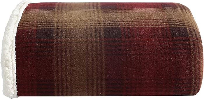 Eddie Bauer Throw Blanket Brushed Fleece Sherpa Reverse Nordic Raisin 50" x 70" | Amazon (US)