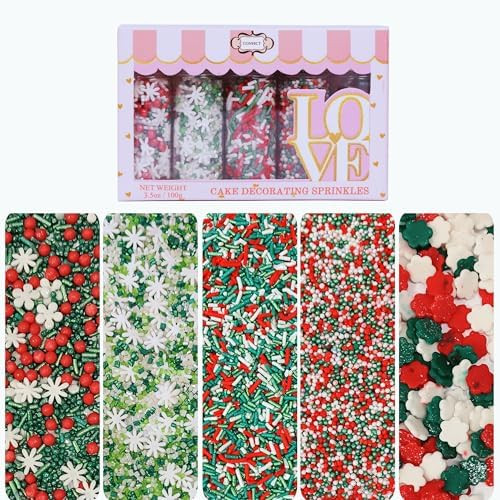 Confect Christmas Sprinkles | Christmas Sprinkles - Snowflakes in Red, Green & White I Confetti P... | Amazon (US)