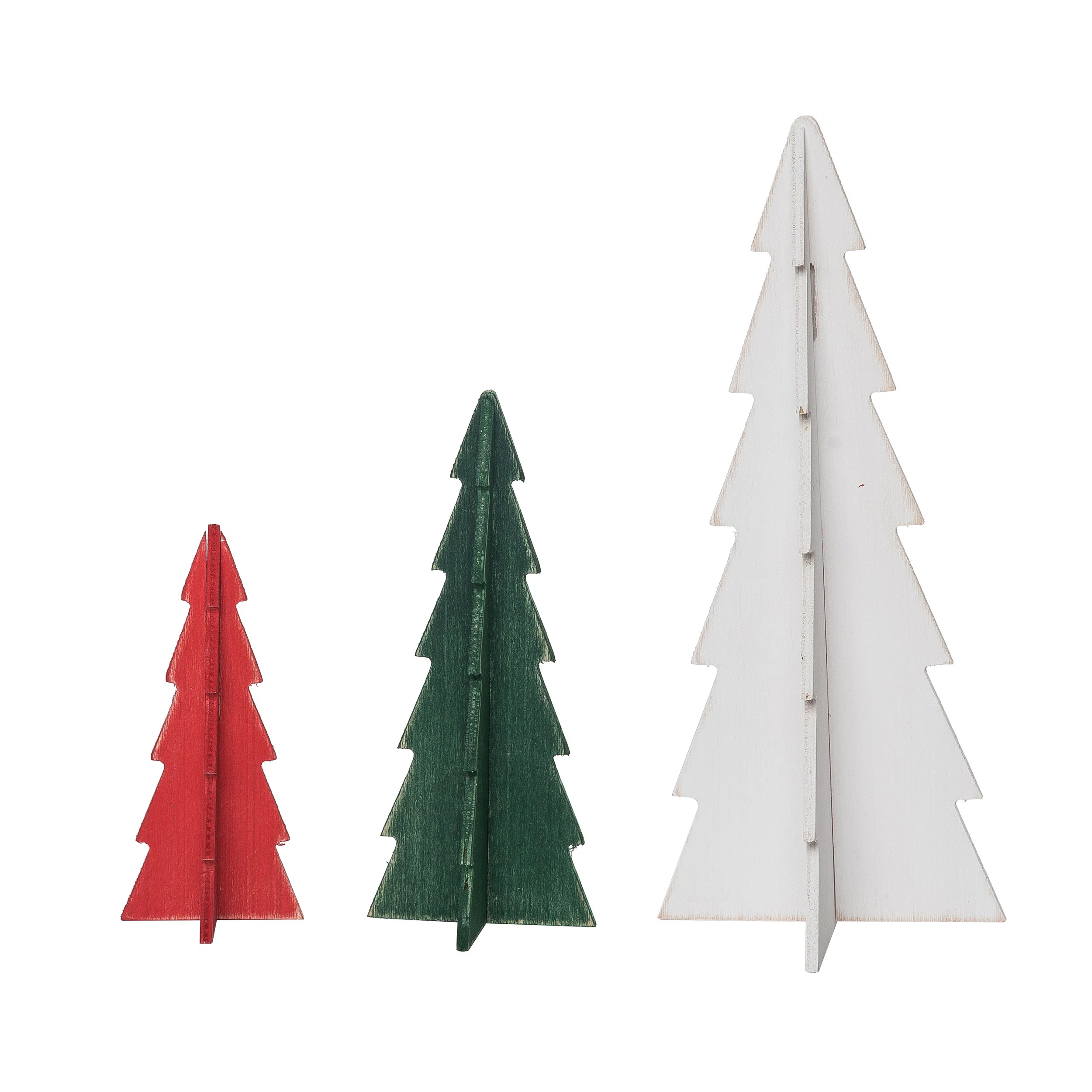 Wood 11.8 in. Christmas Dimensional Trees Set of 3 | Wayfair North America