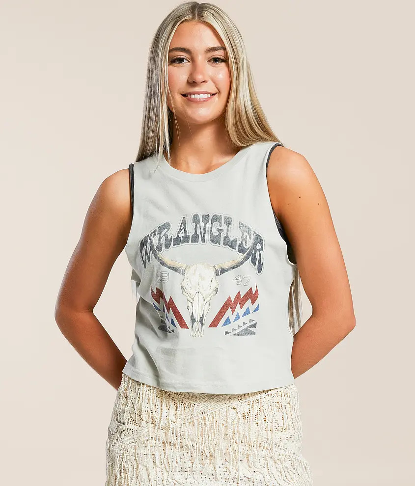 Large Blue Fox Festival Cropped Tank Top | Buckle