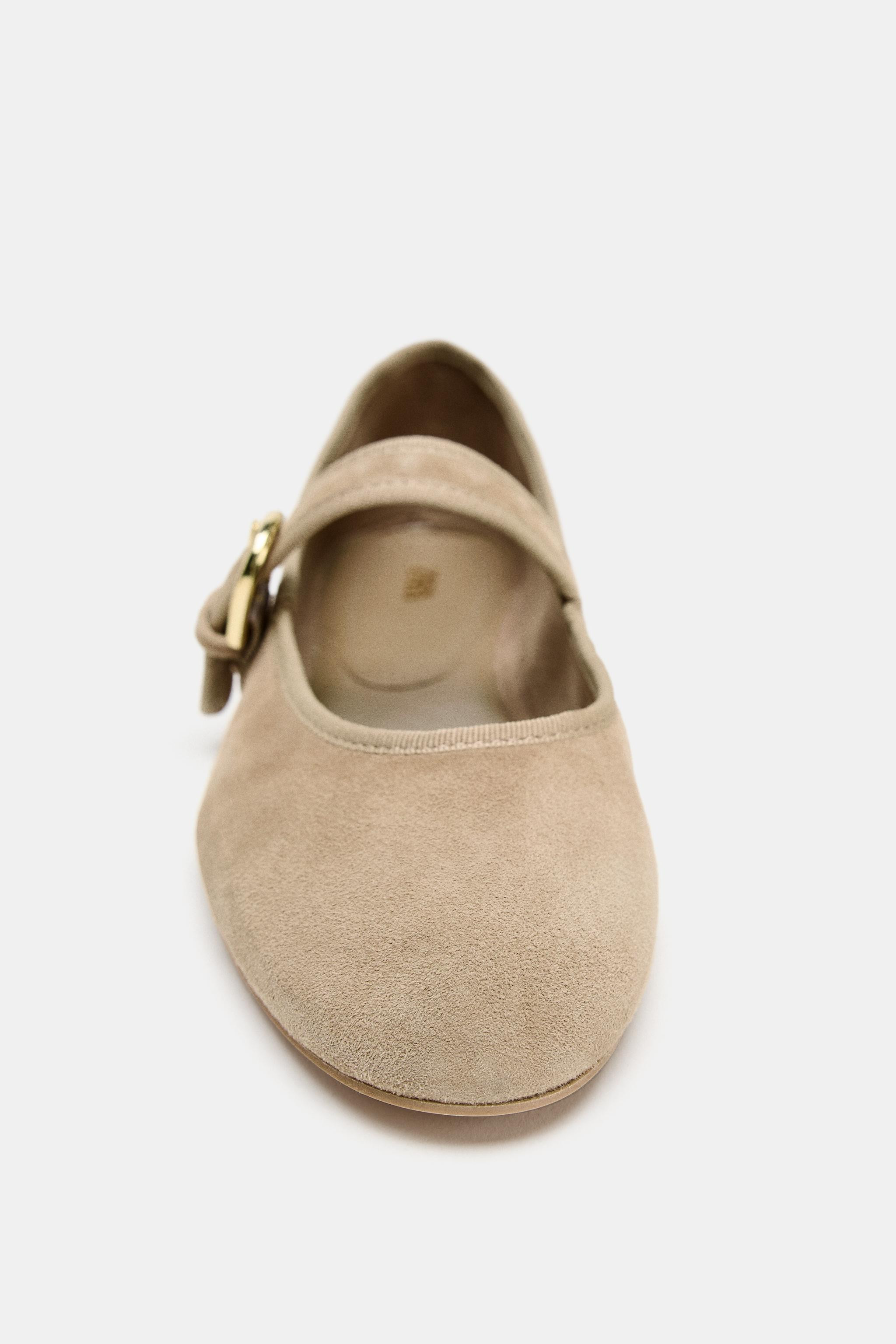 SUEDE STRAP BALLET FLATS | Zara US
