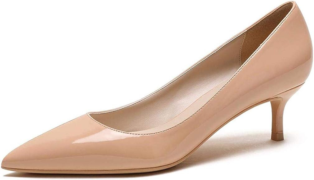 YDN Women Low Kitten Heel Pumps Pointed Toe Dress Shoes for Office Lady Soft Suede | Amazon (US)