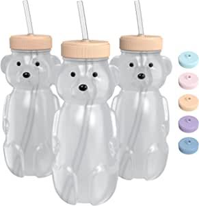 Honey Bear Straw Cup for Babies 3 pack; 8oz straw bear cup with improved safety lid design; honey... | Amazon (US)
