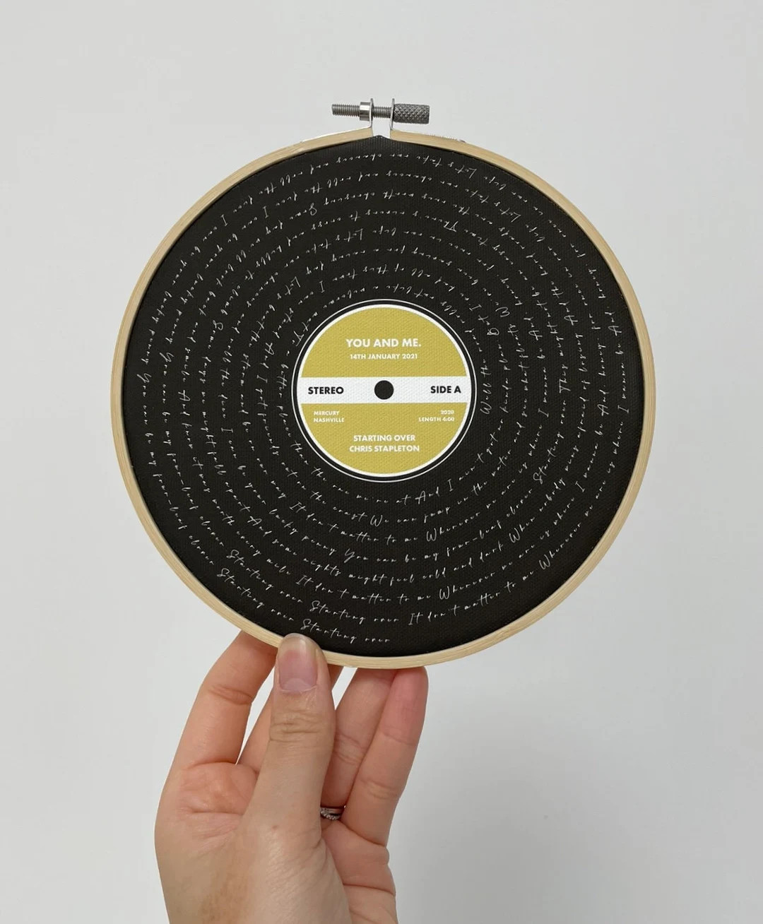 Personalised Favourite Song Lyrics Vinyl Record Cotton Print in Circular Frame Printed and Framed... | Etsy (UK)