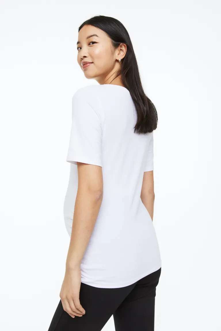 MAMA 2-pack Cotton T-shirts - Black/white - Ladies | H&M US | H&M (US + CA)