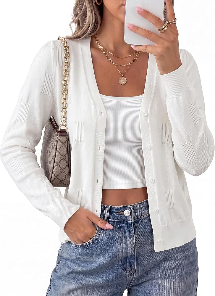 Arach&Cloz Women's Soft Cropped Cardigan Lightweight Shrug Sweater Tops | Amazon (US)