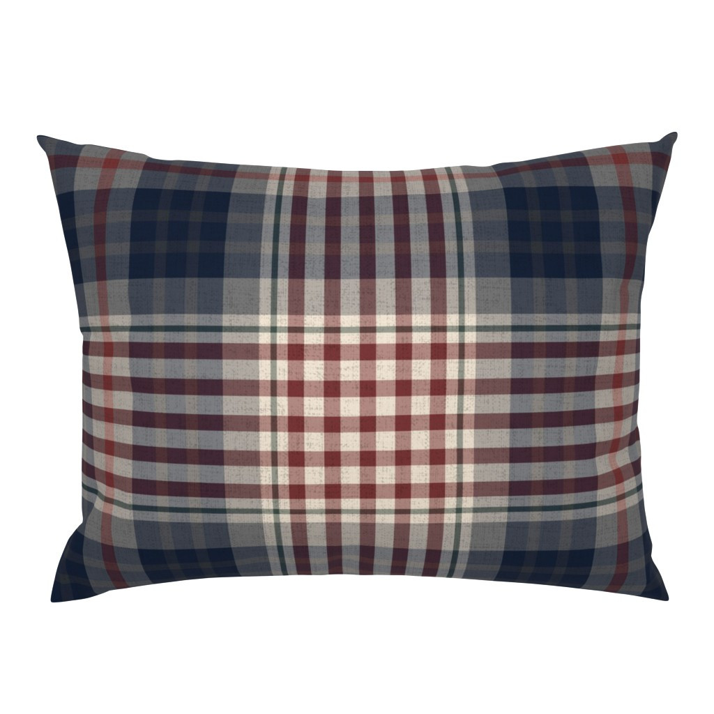 Owen Traditional Tartan Plaid Old Money Navy Burgundy LARGE Pillow Sham | Spoonflower | Spoonflower