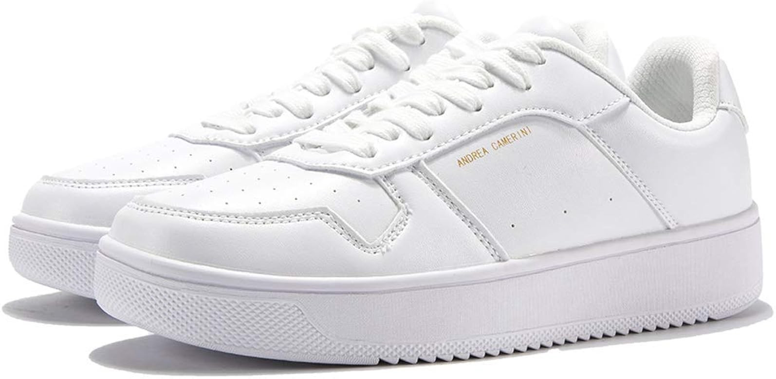 ANDREA CAMERINI Women's Fashion Sneakers Low Top Trainers Lace Up Platform Sneakers Casual Leathe... | Amazon (US)