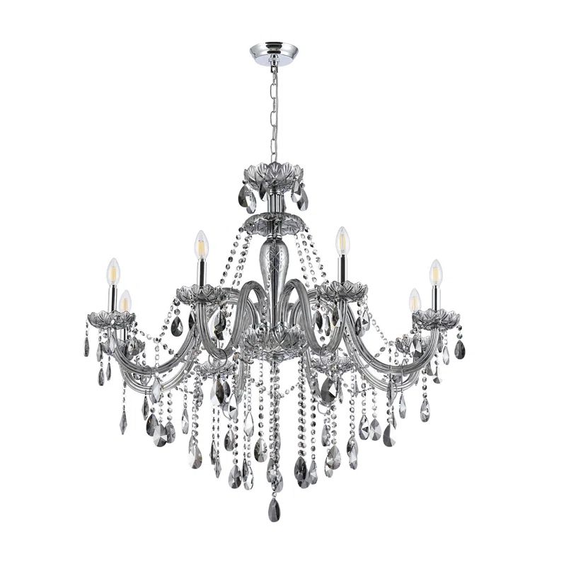 Atwell 8 - Light Smokey Gray/Clear Crystal French Style Chandelier | Wayfair North America