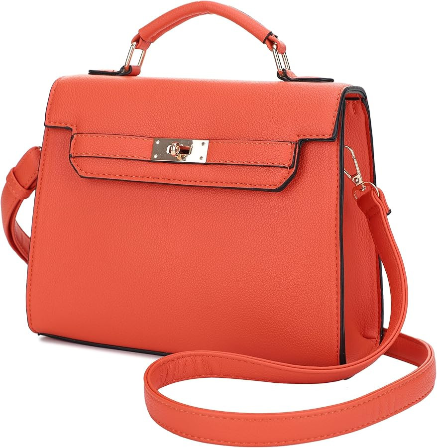 EVVE Women's Top Handle Satchel with Detachable Strap Small Pebbled Leather Fashion Crossbody Bag | Amazon (US)