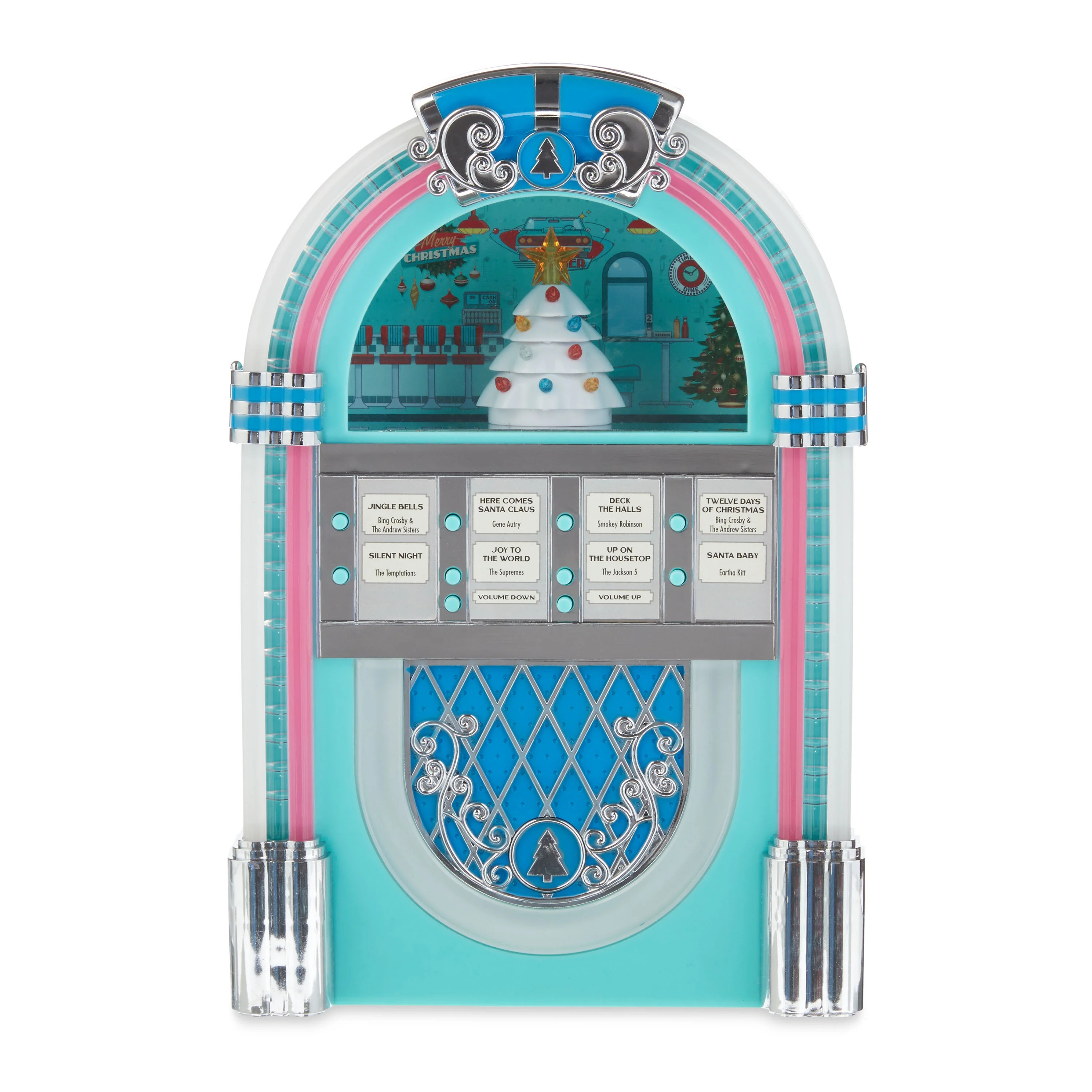 Mr. Christmas Plastic Musical Juke Box Decoration, Teal, 10.5" | Walmart (US)