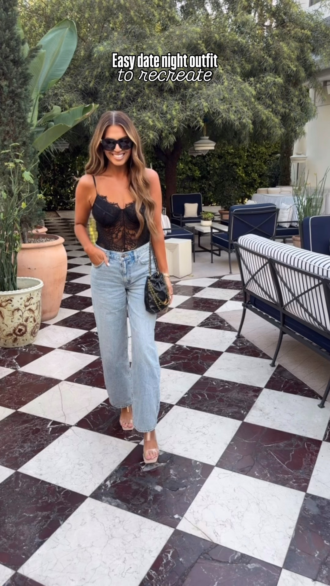 Date night OOTN
Wearing size small US4 bodysuit and 27 denim 
Use code Happy20 for 20% off today only 