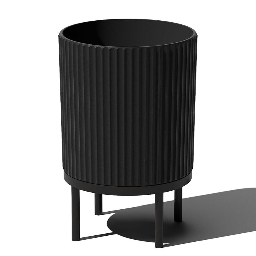 Veradek Demi Series Round Planter w/ Stand for Porch/Patio | Durable Plastic-Concrete & Wooden St... | Amazon (US)