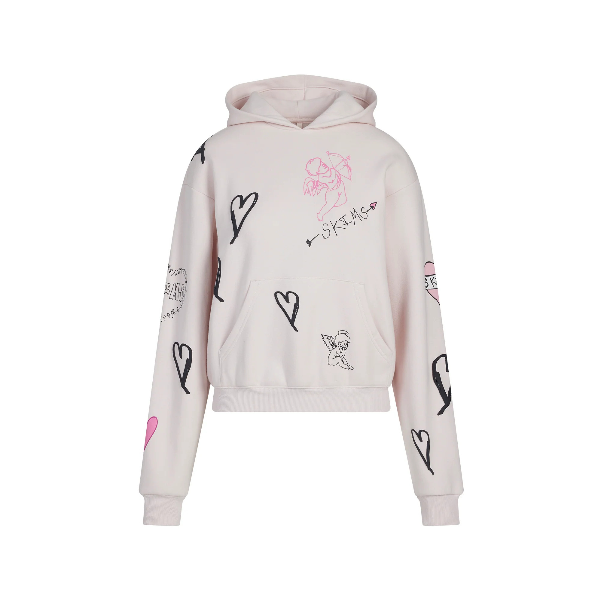COTTON FLEECE CLASSIC HOODIE | BARELY PINK ANGEL SKETCH | SKIMS | SKIMS (US)