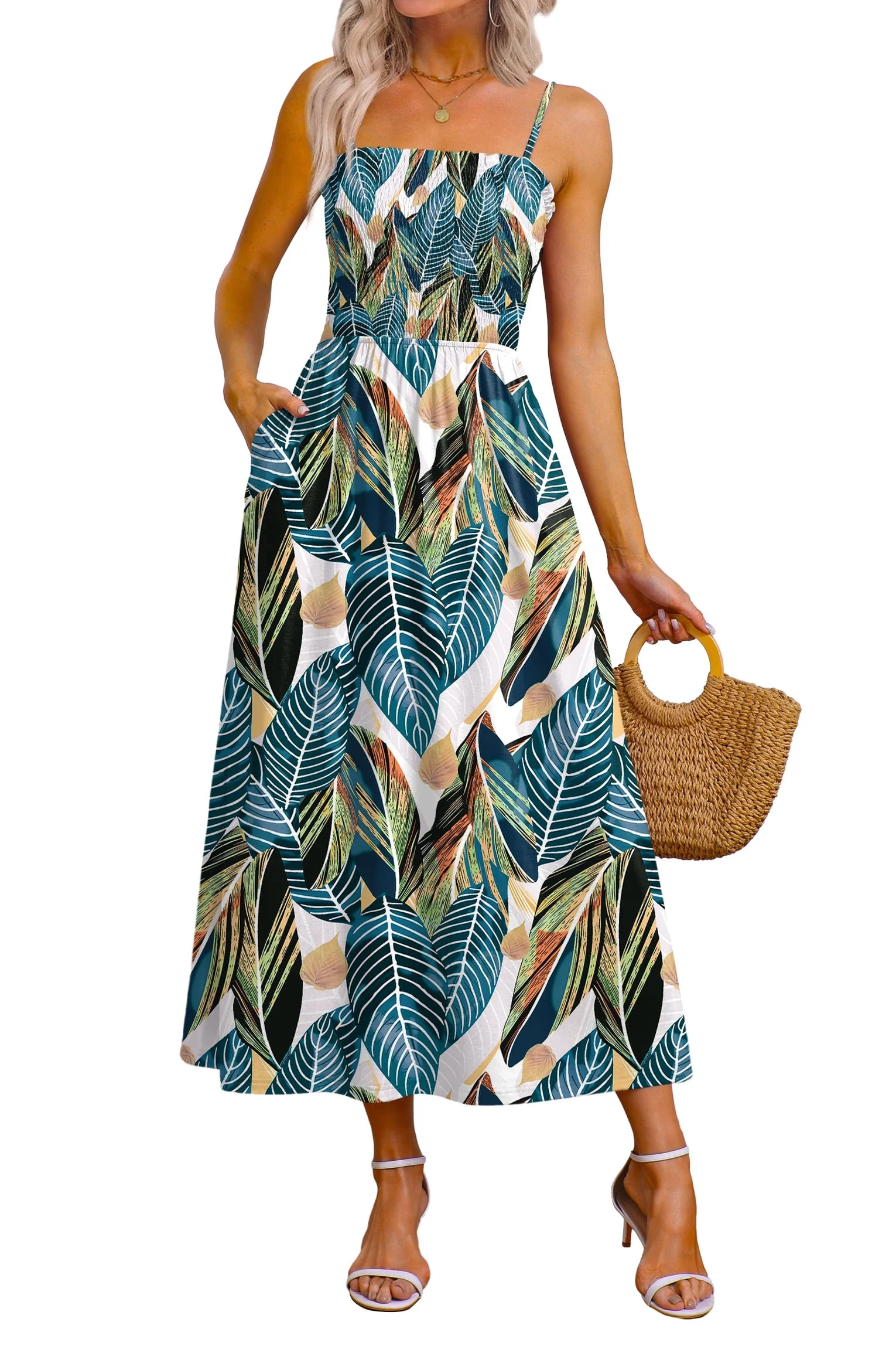 WIHOLL Maxi Dresses for Women 2026 Spaghetti Strap Flowy Boho Long Sundress with Pockets Spring S... | Walmart (US)