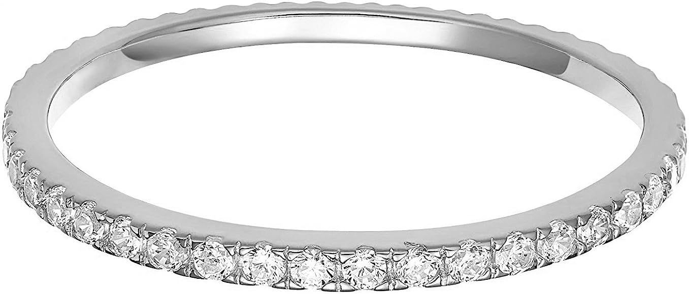 14K Gold Plated Sterling Silver CZ Simulated Diamond Stackable Ring Eternity Bands for Women | Amazon (US)