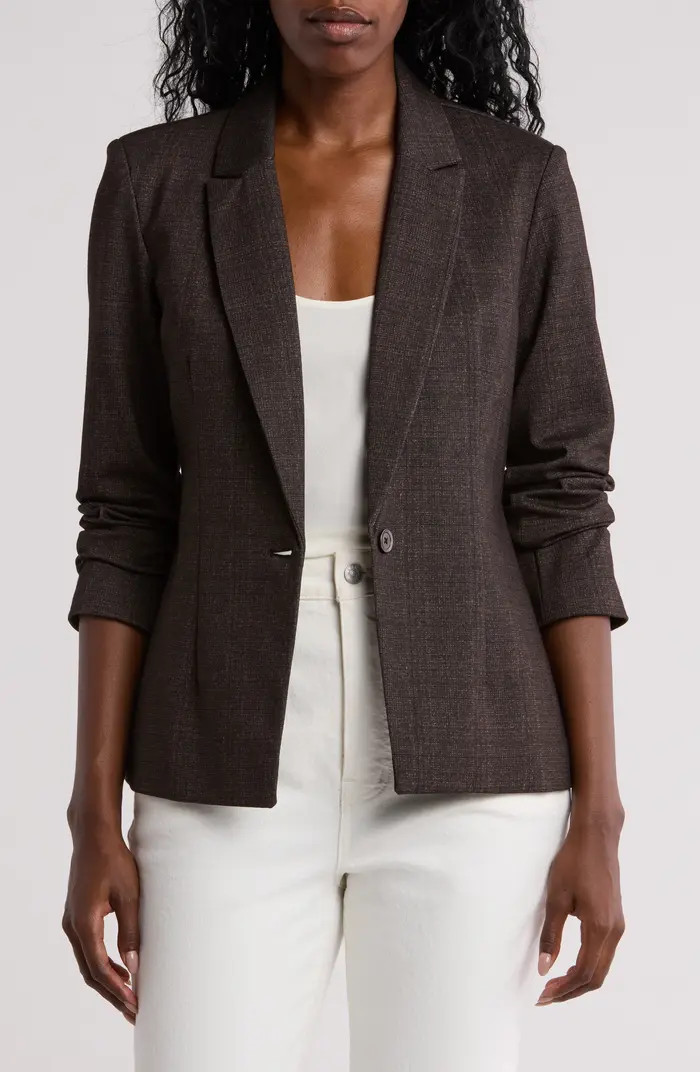 Plaid Ponte Single-Button Blazer | Nordstrom Rack