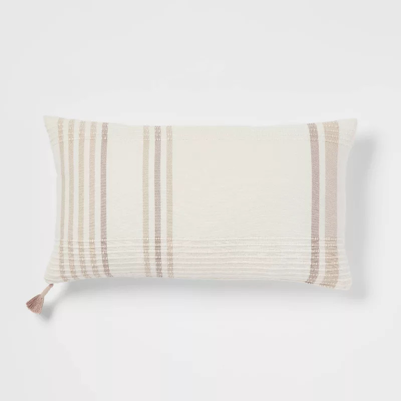 Oversized Woven Striped Lumbar Throw Pillow with Tassel Zipper - Threshold™ | Target