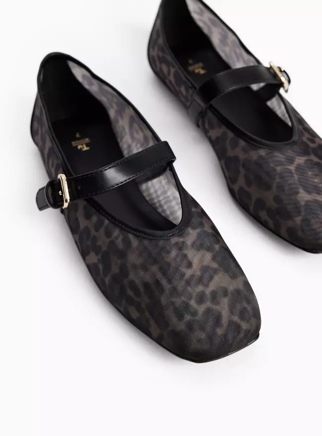 Buy Animal Print Mesh Ballerina Shoes 3 | Shoes | Tu | Tu Clothing