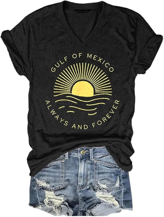 Gulf of Mexico T Shirt Graphic Mexico Shirts for Women Retro Beach Tops | Amazon (US)