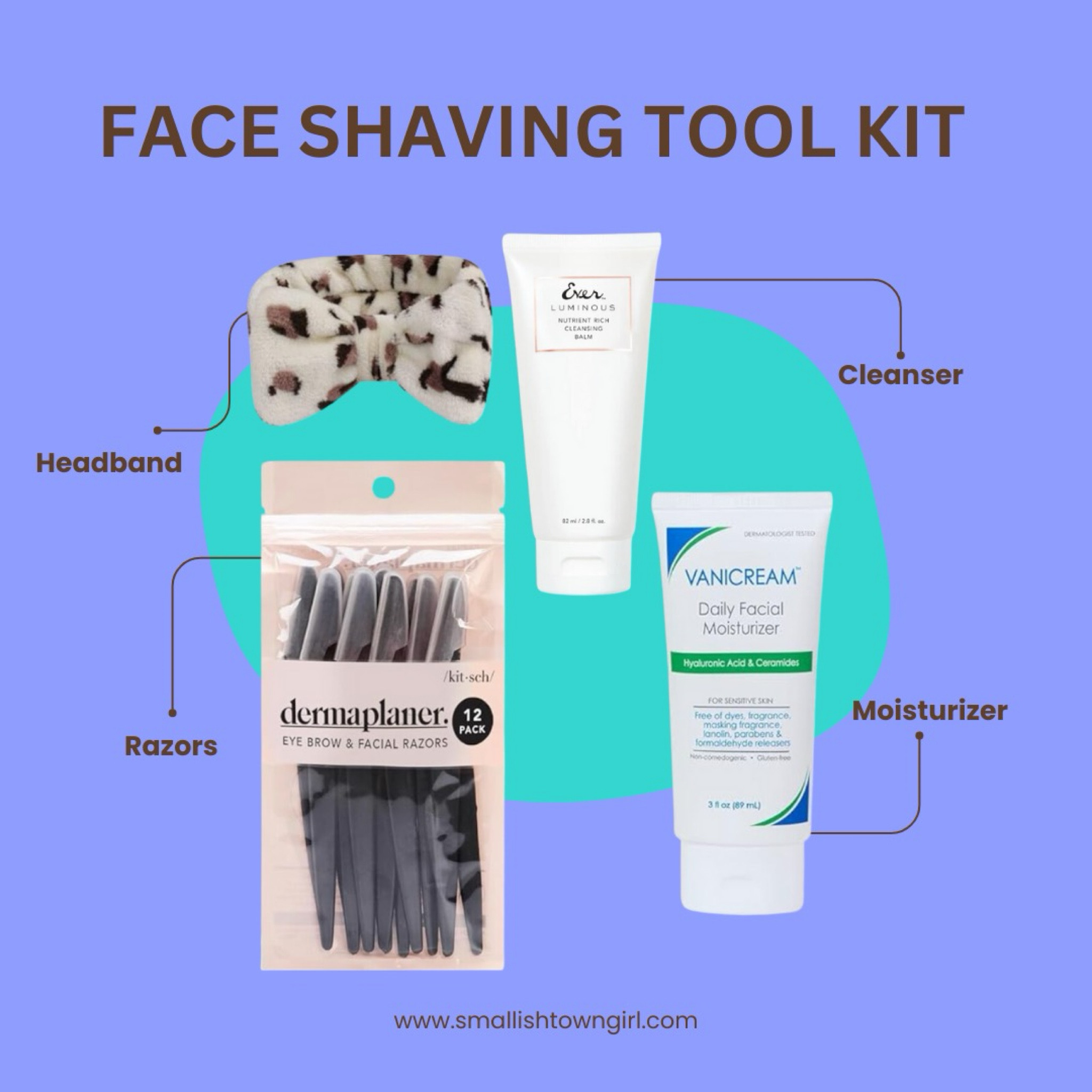 Everything I use to shave my face. Reach out directly for cleanser  