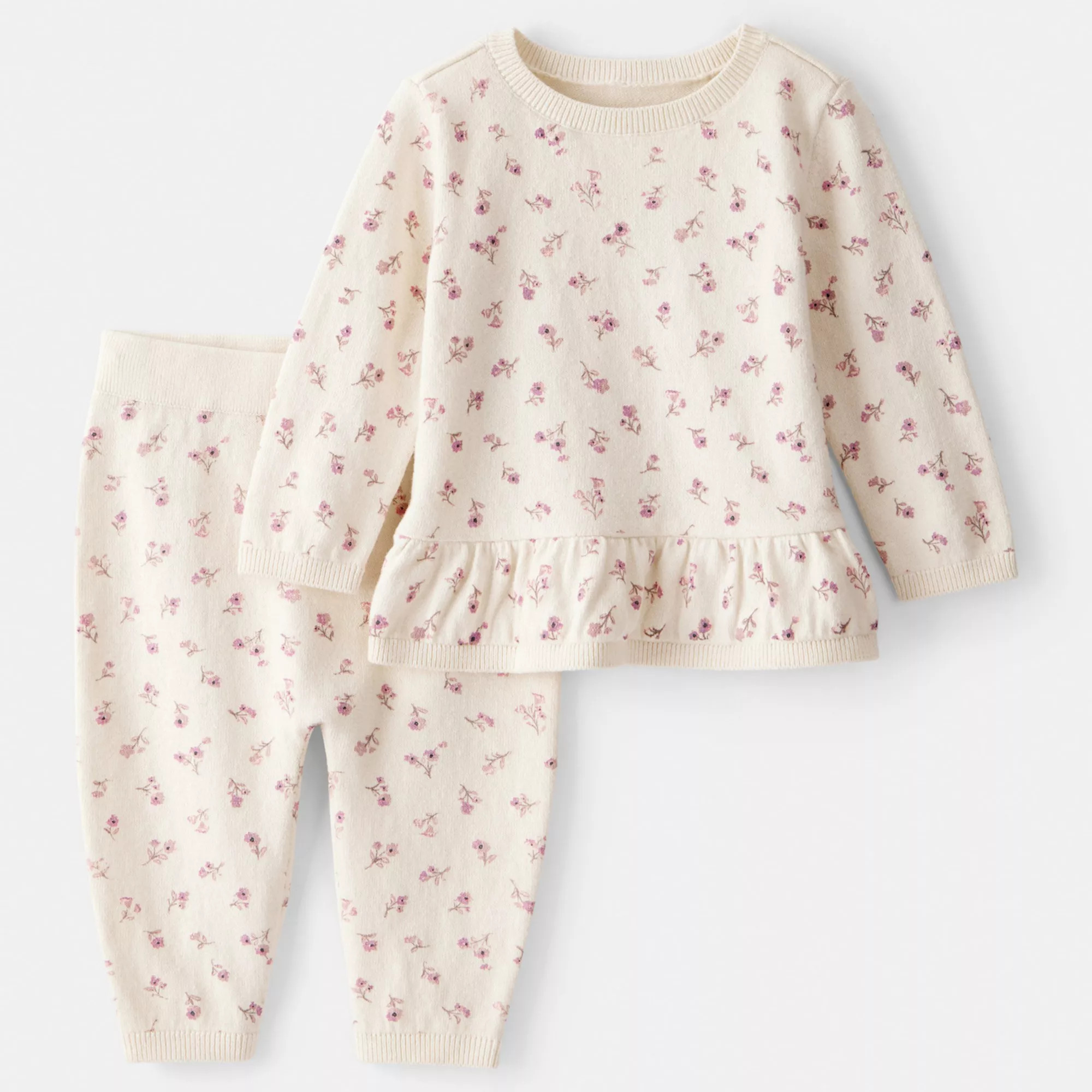 Baby Girl Carter's Floral Cotton Long-Sleeve Tee & Pant Set | Kohl's