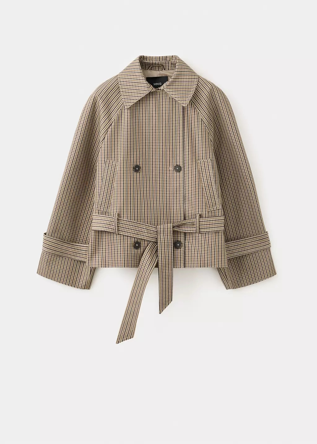 Short checked trench coat with belt | Mango EU