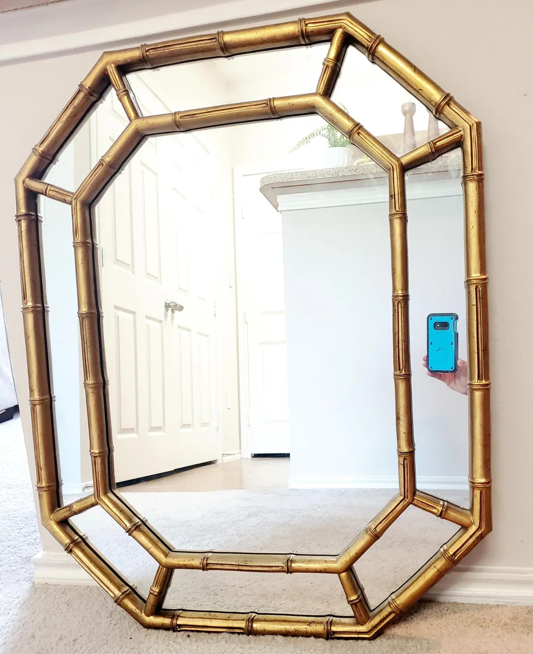 Hollywood Regency Octagon Mirror: Gold Gilt Faux Bamboo Frame - Etsy | Etsy (US)