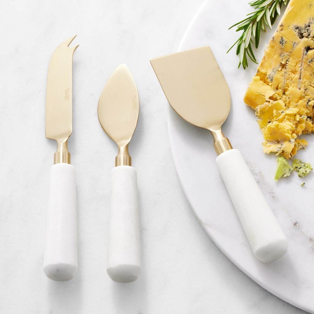 Marble &amp; Brass Cheese Knives, Set of 3 | Williams-Sonoma