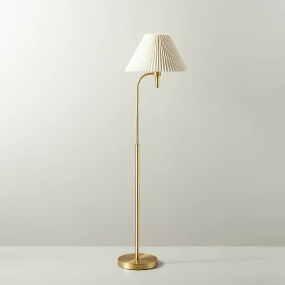Pleated Shade Metal Floor Lamp Cream/Brass (Includes LED Light Bulb) - Hearth | eBay US