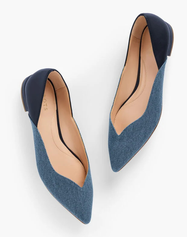 Portia Denim Trim Nappa Flats | Talbots