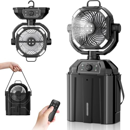 WYRJXYB 1.6GAL Bucket Portable Misting Fans for Outdoors Patios,20000mAh Rechargeable Battery Operated Camping Fan-4 Spray Outlets & LED Lantern,Outdoor Mister Cooling Fan for Travel Tent Party Office | Amazon (US)