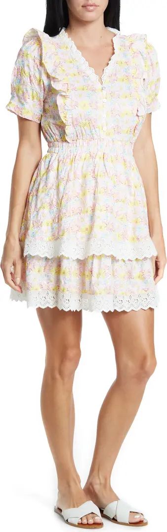 MELLODAY Button Front Lace Trimmed Mini Dress | Nordstromrack | Nordstrom Rack