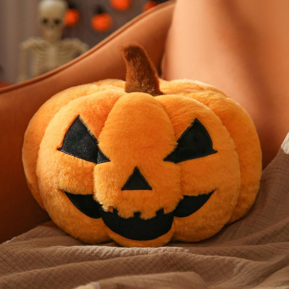 YRXRUS Evil Pumpkin Pillows, Halloween Ghost Pumpkin Shaped Throw Pillows Room Decoration, Orange... | Amazon (US)