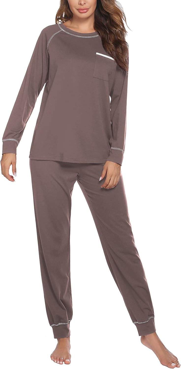 Ekouaer Pajamas Set Women’s Long Sleeve Sleepwear Soft Cotton PJs Classic Lounge Sets S-XXL | Amazon (US)