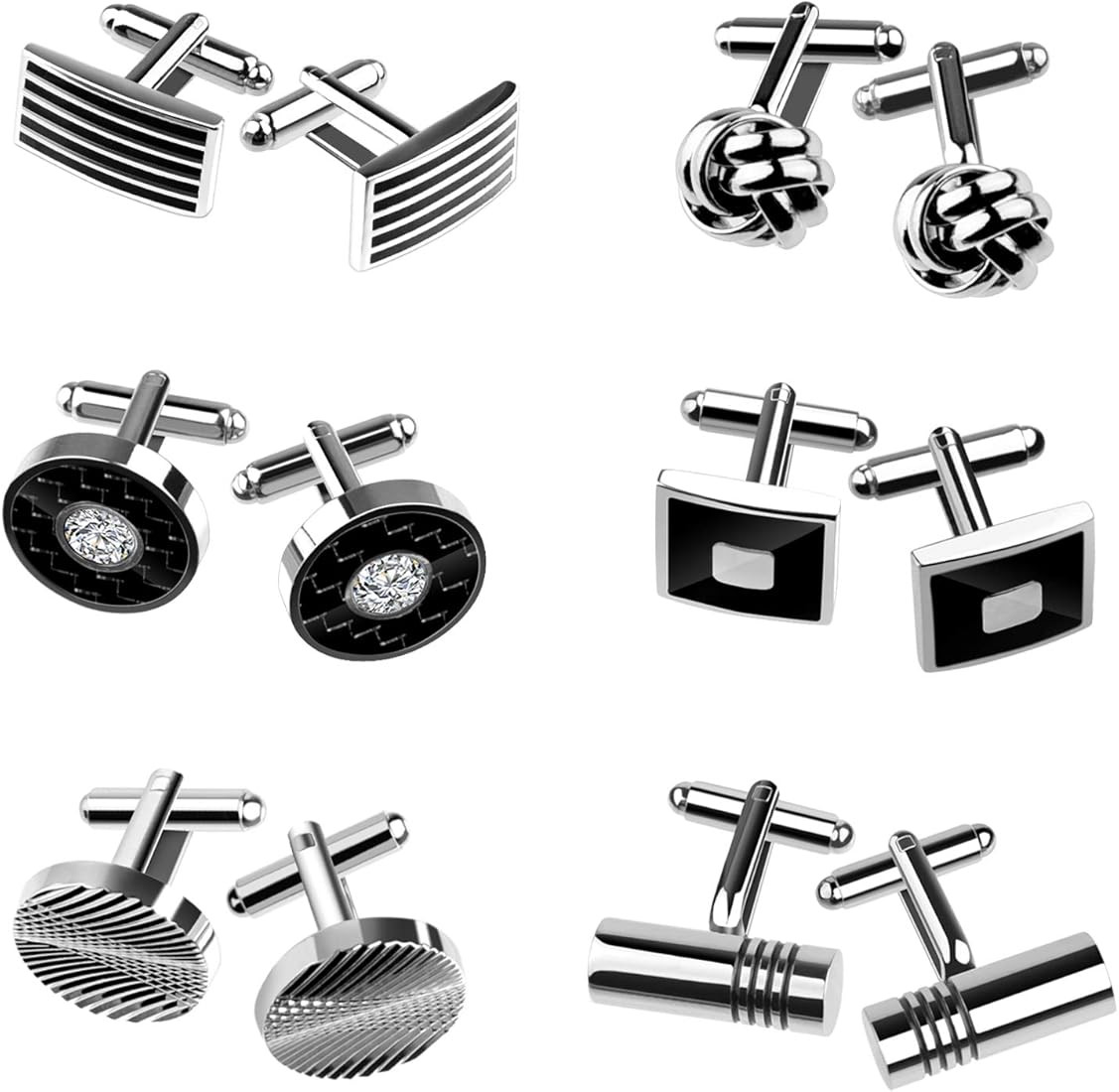 KUUQA 6 Pairs Cufflinks for Men, Fashionable Striped Cuff Links for Tuxedo Shirt Wedding Business... | Amazon (CA)