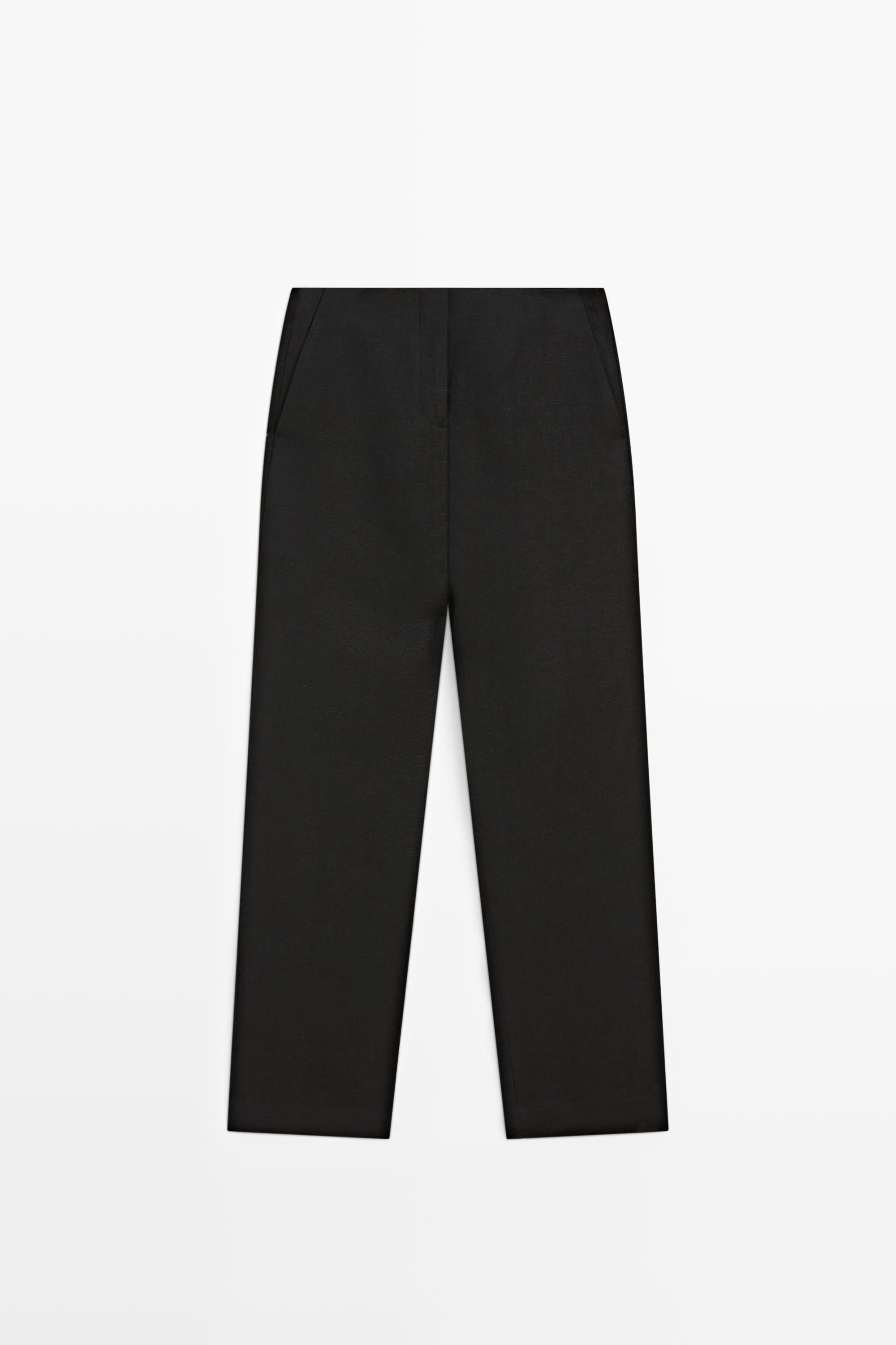 Proste lu\u017ane spodnie lniane | Massimo Dutti PL