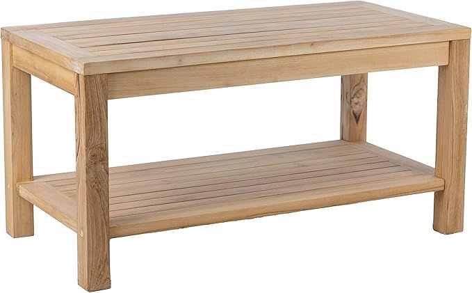 RRI Goods Teak Wood Side Table with Storage, Indoor and Outdoor Wooden Furniture for Deck, Porch,... | Amazon (US)