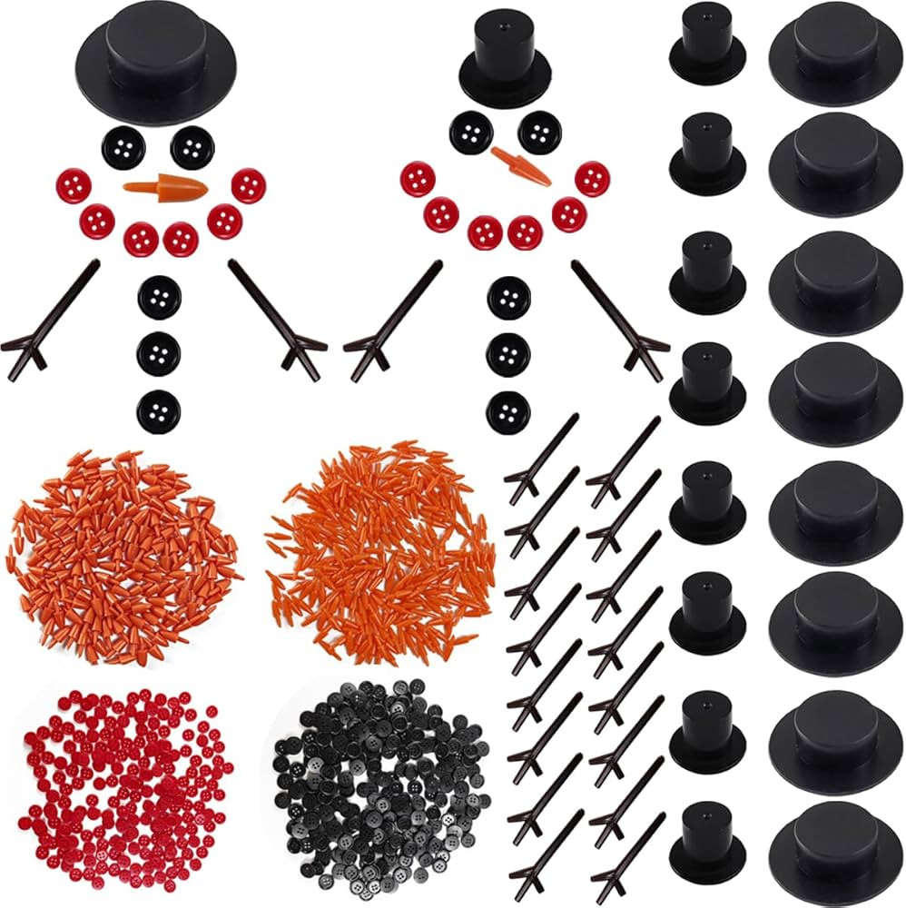 RONYOUNG 300PCS Christmas Snowman DIY Craft Buttons Kit - 30 Carrot Noses Buttons, 30 Mini Black ... | Amazon (US)