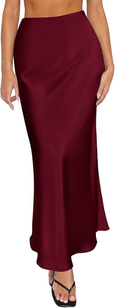 Maxi Skirts for Women UK Summer Spring Summer Skirts Satin Skirt High Waisted Maxi Party Wedding ... | Amazon (UK)