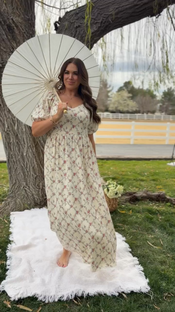 curvy midsize blush floral maxi dress for spring! in the size large 🌸 

#LTKMidsize #LTKSeasonal