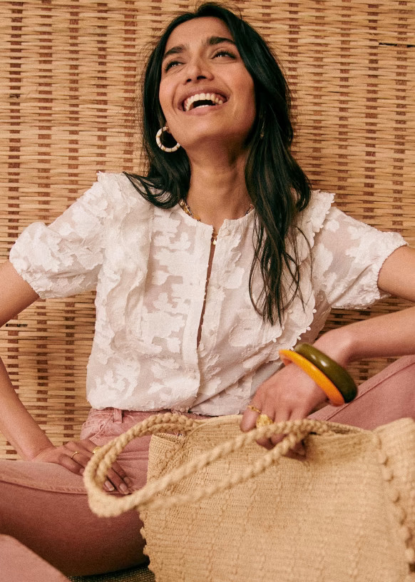 Jordanna Blouse - Ochre - Cotton - Sézane | Sezane Paris