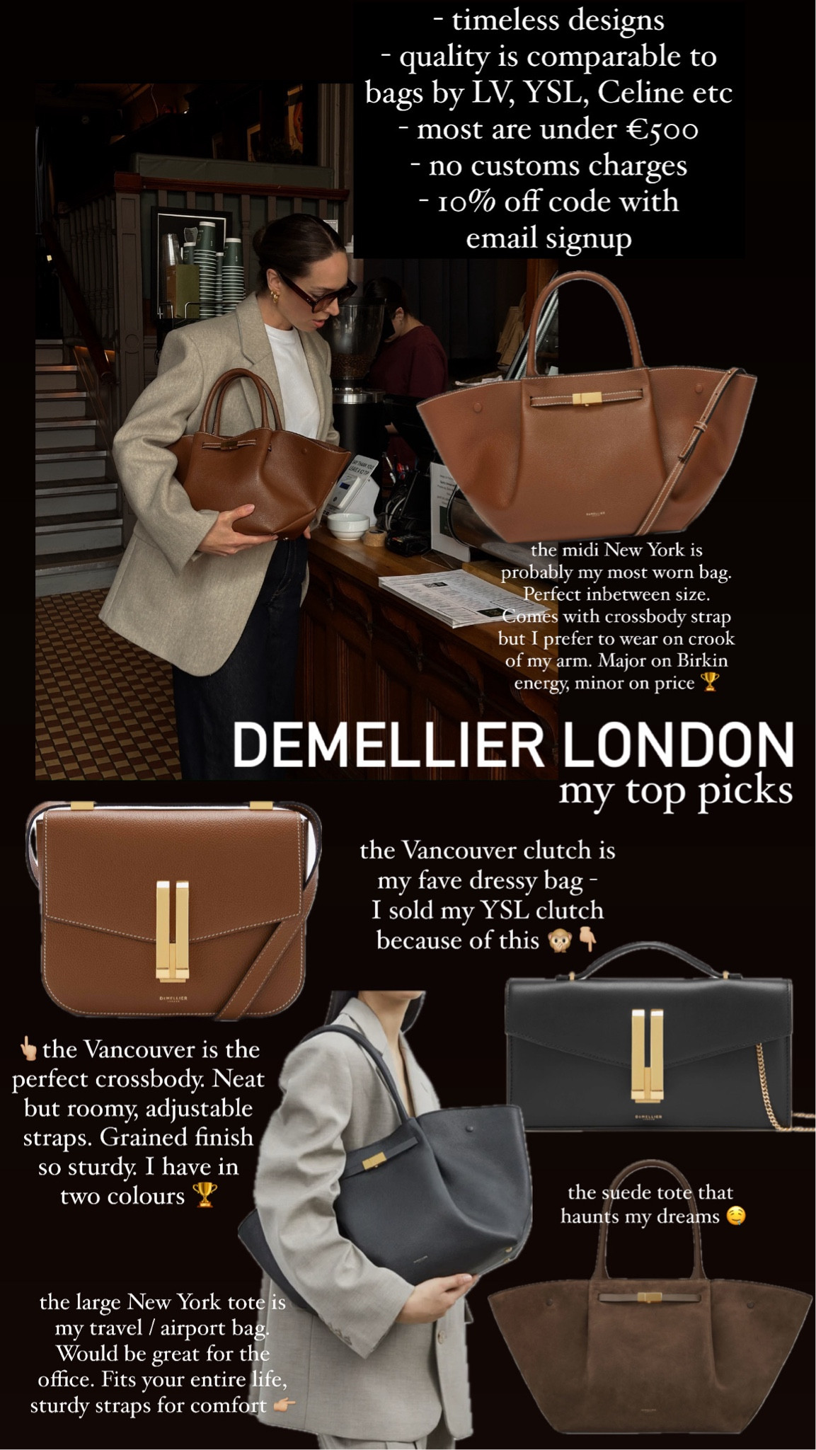 A breakdown of my favourite Demellier London handbags 👜

#LTKworkwear #LTKstyletip #LTKbag