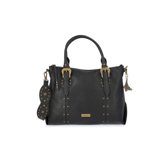 Jessica Simpson Women's Daphne Studded Faux Leather Satchel Handbag, Meteorite Black | Walmart (US)