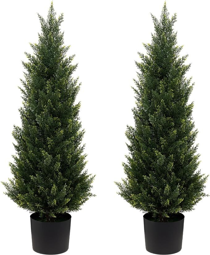 3FT Artificial Cedar Trees Artificial Pine Tree UV Resistant Potted Plant Set of 2 Artificial Out... | Amazon (US)