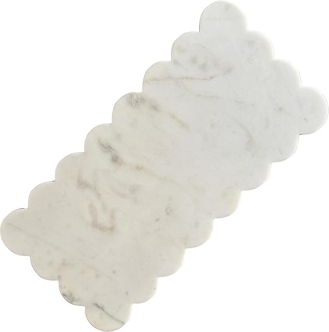 Scalloped Marble Tray for Kitchen Counter, Bathroom Vanity Tray Decor, Decorative Perfume Tray Ha... | Amazon (US)