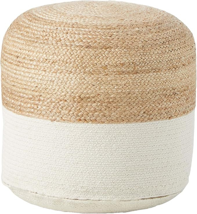 Signature Design by Ashley Sweed Valley Jute & Cotton Pouf, 19 x 19 Inches, Natural & White | Amazon (US)