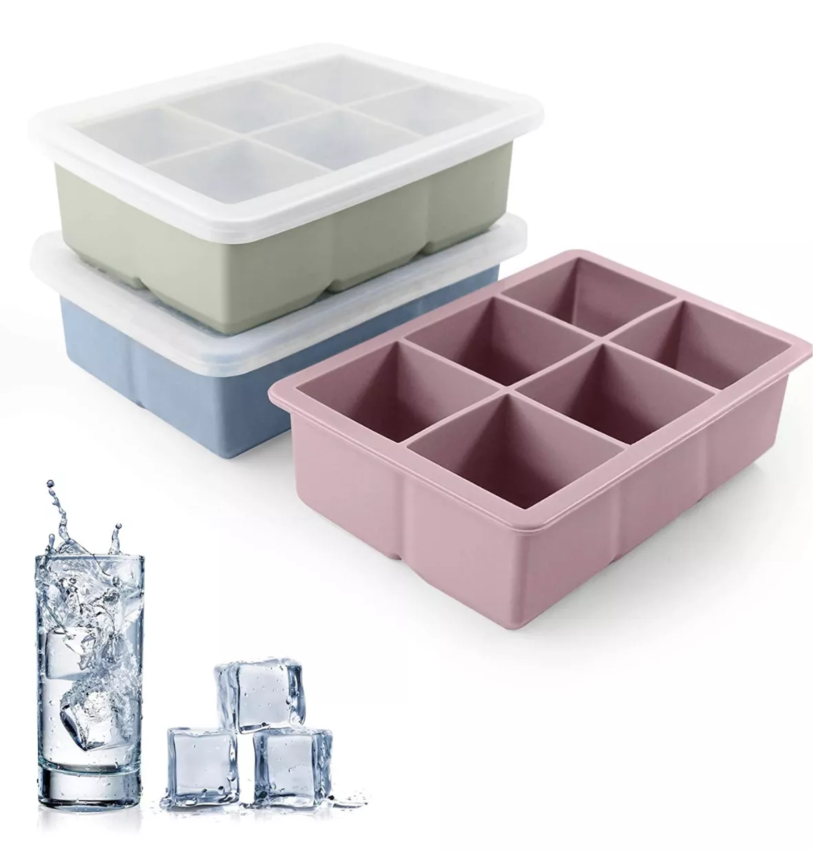 Ice Cube Tray with Lid and Storage Bin, Silicone Ice Cube Trays with Ice  Box, Ice Trays with Ice Container for Cocktail, 3 Pack Stackable Ice Trays  with Ice Bucket, Ice Tong