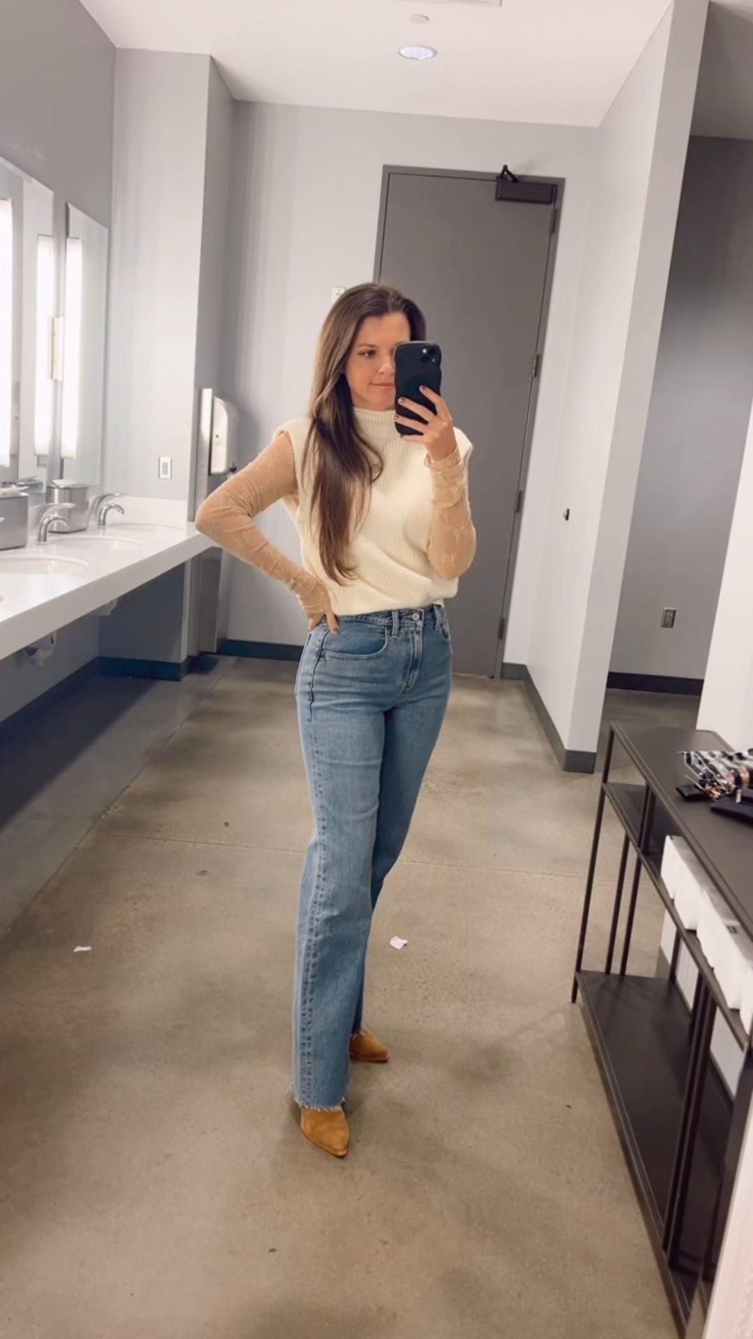 // lace undershirt // sweater tank // Abercrombie denim - wearing a 27 in these - sized up one // 

#LTKdayinmylife #LTKootd #LTKgrwm